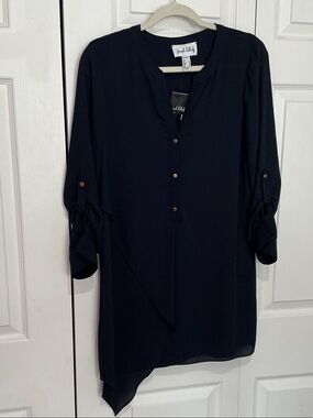 NWT Joseph Ribkoff Dark Navy Asymmetrical Hem Tunic Dress